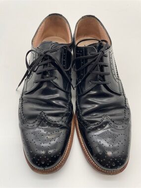 Pertini Spain Black Patent Leather Wingtip Brogue Oxfords 38